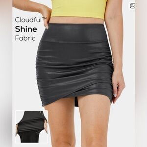 HALARA Shine Bodycon Foil Print Stretchy 2-in-1 Ruched Skirt Size XL